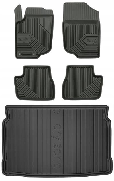 FROGUM 77 Set Automatten en Kofferbakmat - Geschikt voor PEUGEOT 207 Hatchback (2006-2012) - 5-deurs - TPE Rubber - Zwart