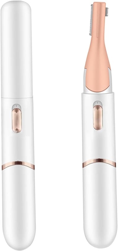 Multifunctionele Oplaadbare Wenkbrauwtrimmer met Type-C Opladen, 2-in-1 Koppen en Kantelbare Mes, Geschikt voor Gezicht en Lichaam, Wit