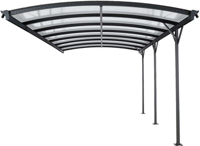 Vente-unique Uitbouw voor zelfdragende carport pergola van aluminium - 1 auto - L505 x H239 cm - 15,15 m² - Antracietgrijs - BARESA L 370 cm x H 210 cm x D cm