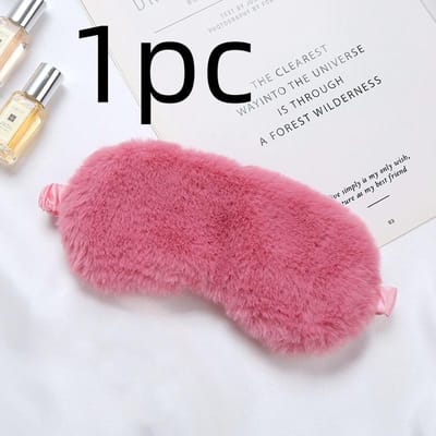 Masque de Sommeil en Soie Mignon Doux Poilu Bloquant la Lumière Masque pour les Yeux Aide au Sommeil de Voyage Cache-œil Maison Nuit Sommeil Ombre à Paupières pour Femmes Hommes as picture rouge
