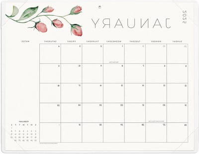 Cabbrix Grote bureaukalender 2024-2025 met transparante bureaubladmat, 21 x 16,5 inch bureauonderlegger kalender loopt van januari 2024 tot juni 2025, dik papier, perfect voor het organiseren en