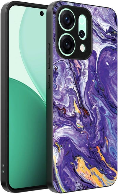 Geschikt voor Oppo Reno 14 Telefoonhoesje met Paars Goud Marmer Opdruk - TPU Backcover Case Purple Gold Marble Design - Paars Goud - Smartphonica geschikt voor Oppo Reno 14