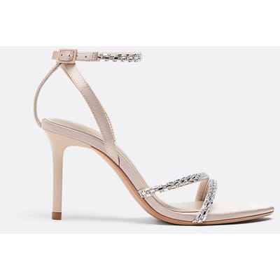 Stradivarius Sandalen met smalle hak en strasdetail  BEIGE 35
