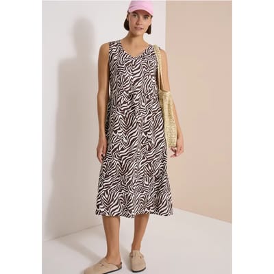 Midi-jurk met V-hals en zebraprint