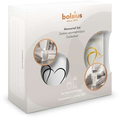 Bolsius - 2x Herdenkingsset Hart - met Herinneringskaarsen voor thuis en voor de herdenkingsplek
