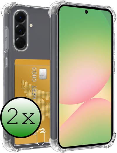 Hoesje 2 Stuks - Geschikt voor Samsung Galaxy A56 - Met Pashouder en Kaarthouder - Telefoon Hoes Shockproof - Siliconen Case - Back Cover - Shock Proof - Pasjes Houder - Transparant