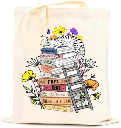 Geprinte stoffen tas geïnspireerd op muziek, stijlvolle tote bag voor vrouwen, katoen en linnen, perfect als cadeau voor muziekliefhebbers