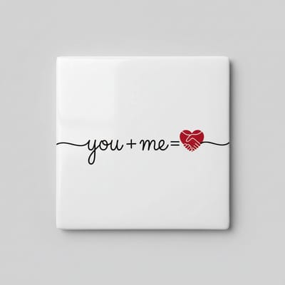Jij + Ik Is Liefde Tekst Tegel – Minimalistische Romantische Woondecoratie – Keramische Tegel 15 x 15 cm