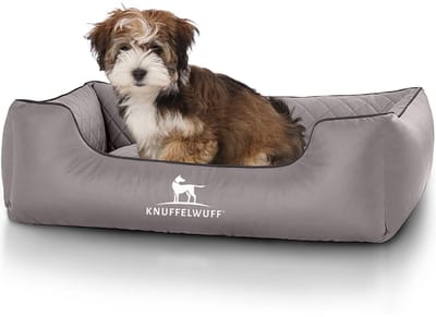 Knuffelwuff laser-gewatteerd kunstleer hondenbed Milan M-L 85 x 63cm grijs