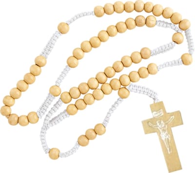 Fako Bijoux® - Rozenkrans Ketting - Hout - Wit