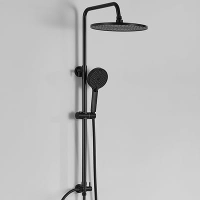 Auralum Max Douchesysteem met Omstelkraan Voor Wandmontage - Regendouche - Handdouche met 4 functies - Hoofddouche 25 cm - Doucheset - Zwart