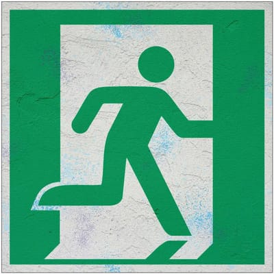 Nooduitgang rechts bord – E002 | Forex Re materiaal | 10 x 10 cm