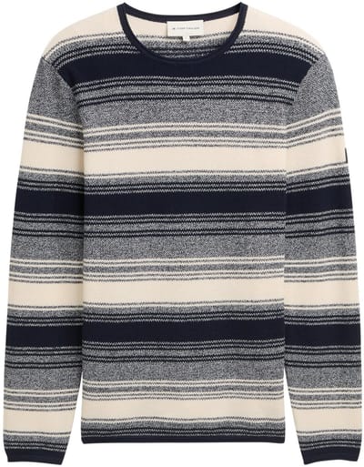 Tom Tailor - Gebreide trui met streeppatroon - Maat XXL - off white navy stripe