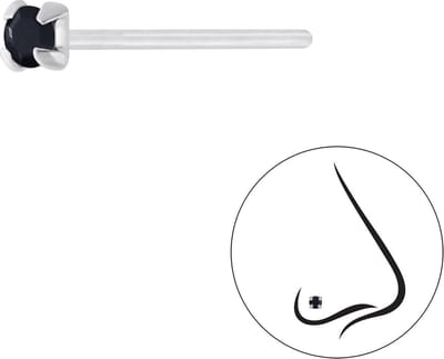 Joy|S - Zilveren petit neuspiercing kristal rond 2.5 mm zwart 2 stuks