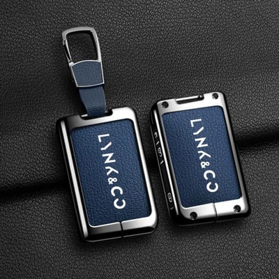 Alliage de Zinc Cuir Étui Porte-Clés de Voiture Coque Protecteur Support Sac Ensemble Pour Lynk Co 05 09 01 06 Télécommande Intelligente Accessoires Auto black
