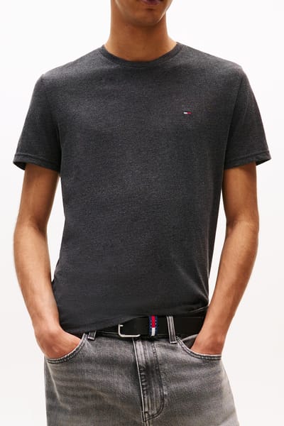 Tommy Hilfiger Heathered Xslim Jasper Shirt Black Maat: M | Basic T-Shirts Outlet | Heren | Zwart