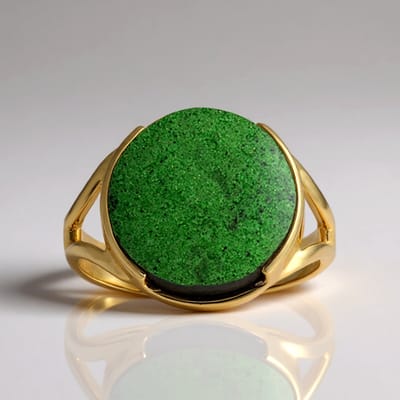 Cavill - Zilveren ring met Uwarowiet 13 ct - 925 Sterling zilver verguld - Rond 15 mm - Luxe statement sieraad vrouw