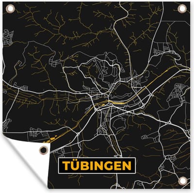 Tuin poster Goud – Duitsland – Plattegrond – Gold – Stadskaart – Kaart – Tübingen - 200x200 cm - Tuindoek