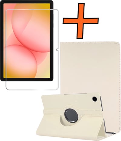 Hoesje - Geschikt voor Samsung Galaxy Tab A11 Plus - Met Screenprotector - 360 Graden Draaibare Hard Cover Case - Tablet Hoes Draaibaar - Wit