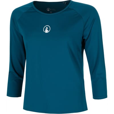 Quiet Please 35913 Longsleeve Dames-petrolblauw, wit