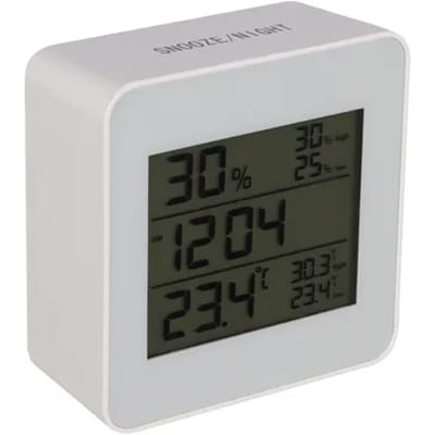 Qlink Hygrometer Met Thermometer - Wit - Klok En Wekkerfunctie