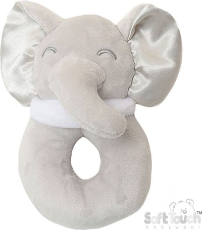 Soft Touch Rammelaar Olifant Jongens 12 Cm Polyester Grijs Met Satijnen Oortjes