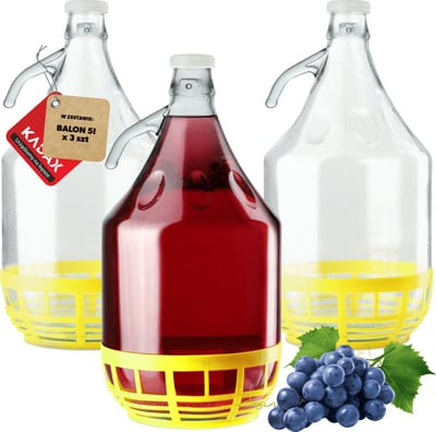 KADAX wijnkaraf, glazen karaf voor wijn, wijnvat van glas, gistingskaraf, vat voor wijn van glas, swing top fles met mand, gistingsvat voor wijn, glazen gistingskaraf set