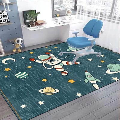 Ruimte Astronaut Cartoon Tapijten voor Woonkamer Kinderkamer Kruipen Wasbaar Antislip Speelvloermat Kinder Slaapkamer Garderobe Kleden 60*90cm