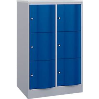 C+P Resisto lockerkast, 2 vakken, 6 vakken, B 772 x D 640 x H 1255 mm, blank aluminium/ gentiaanblauw