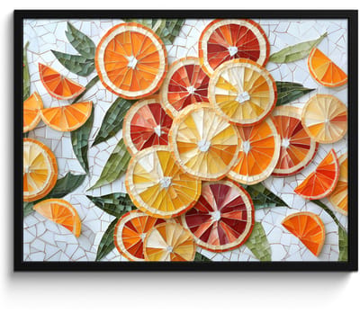 Poster in lijst - Fotolijst 70x50 cm - Posters - Schijfjes - Fruit - Oranje - Mozaïek - Posterlijst zwart - Decoratie - Wanddecoratie woonkamer - Muurdecoratie slaapkamer