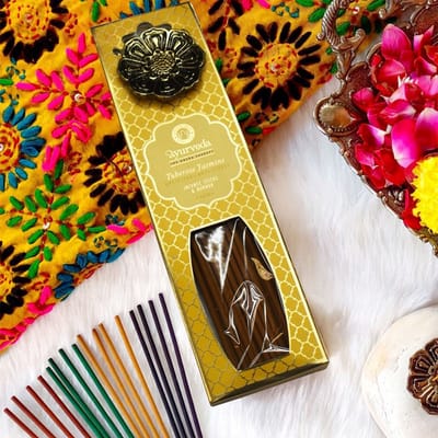 Song of India - Song of India - Ayurveda Incense sticks with Metal hanging burner - Tuberose Jasmine (Vata) - 25 gram