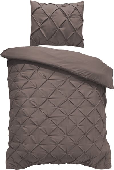 Husch Pintuck Dekbedovertrek - 140x200/220 + 1 x Kussensloop 60x70 - Taupe