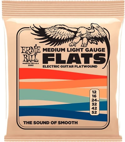 Ernie Ball Slinky Flats - Gitaarsnaren - Flatwound Medium Light - 12-52 - Elektrische Gitaar