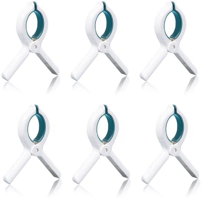 6-delige Strandhanddoek Clips voor Ligstoel – Sterke Antislip Wasknijpers voor Strand, Tuin en Zwembad – Blauw