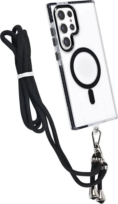 Hoes Geschikt voor: Samsung Galaxy S24 Ultra Hoesje voor om de nek - Magnetisch Magsafe Hoesje Met Koord - Hoes Met Koord - Hoes Cover Met Koord - Zwart