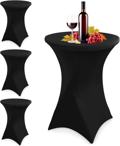 4-delige Set Elastische Tafelhoezen voor Ronde Tafels 80x110 cm Zwart