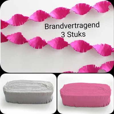 3 stuks BRANDVERTRAGENDE Draaiguirlande Roze/ Licht Roze/ Wit , 72 meter, Geboorte, Meisje,  Carnaval, Verjaardag. Themafeest