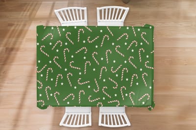 Kerst Tafelkleed - Kerstmis Decoratie - Tafellaken - Kerstmis - Patronen - Zuurstok - Sterren - 200x130 cm - Kerstmis Versiering - Tafeldecoratie Kerstmis - Kerstdecoratie tafel - Tafelversiering