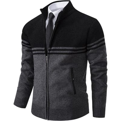 Jas met opstaande kraag Modieus heren herfst- en winter nieuw verdikt warm los business casual vest herenjas L black