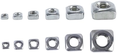150 Stuks RVS Vierkante Moeren Assortiment voor Houten Meubels - M3 M4 M5 M6 M8 M10 Schroefmoeren Set