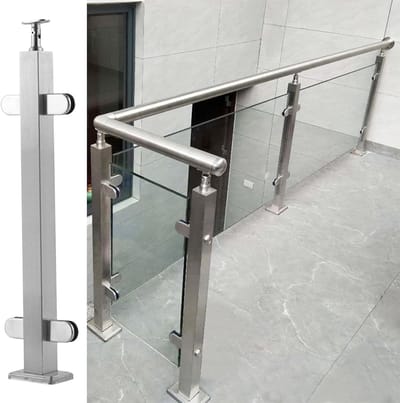 Glazen Balustrade Paal - Glazen Hek Paal - Balkon Afschermen - Roestvrij Staal 304 - 85 cm - Midden Paal