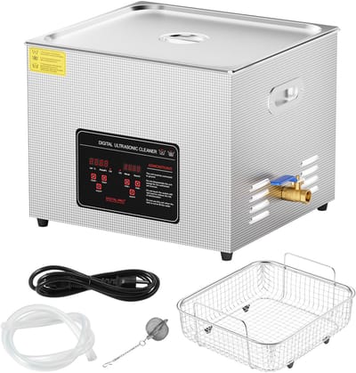 Ultrasoonreiniger 15 L - Ultrasoon Reinigingsbad - 360 W - 40 kHz - Digitale Timer en Verwarming - Met Mand - Zilver
