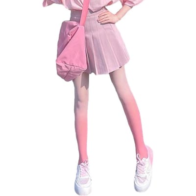 Dames Meisjes Kleurverloop Contrastkleur Panty Hoge Elasticiteit Skinny Ademend Dames Cosplay Panty's Gekleurde Jk Anime Kousen One Size pink