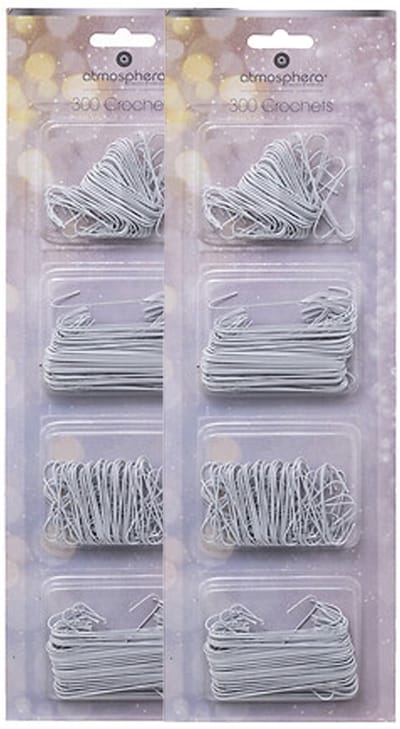 Atmosphera kerstbalhaakjes - 600x stuks - wit - 7 cm en 10 cm - kerstballen ophangen haakjes - kerstboomhaakjes