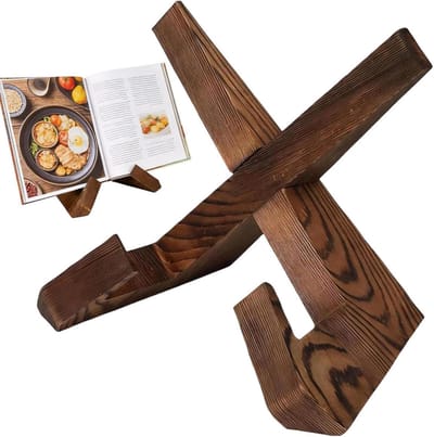 Kookboekhouder - Receptenstandaard - Handsfree Koken - Verstelbaar Houten Plank - 21x16.8cm - Bruin