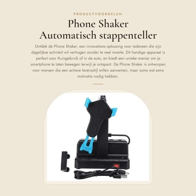 Dailygoods- Stappenteller Phone Shaker - Automatische Telefoon Shaker - Verstelbare Standaard - Hoogwaardige Materialen - Tot 8000 Stappen per Uur - Eenvoudig Ontwerp