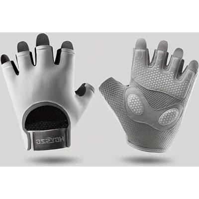Paar Sportschoenen met Antislip Spons en Modieuze Fitness, Ademende Trainingshandschoenen S grijs