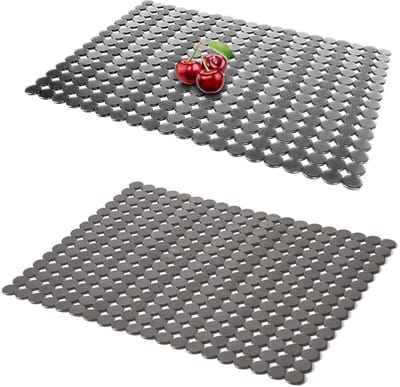 Dailygoods - Keukenspoelbakmat, 2 stuks gootsteenmat, 30 x 40 cm, gootsteenmat, decoratieve spoelbakmat, op maat te snijden, voor keuken en badkamer, grijs
