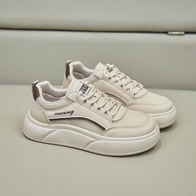 Été Nouvelles Chaussures de Sport Petites Blanches Polyvalentes Augmentation de la Hauteur Étudiant Chaussures en Mesh Chaussures Simples Mode Décontractée Chaussures de Planche Femme 40 kaki