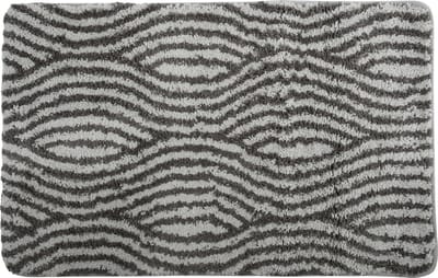 MSV Badkamerkleed/badmat Waves - kleedje voor op de vloer - grijs/wit - 50 x 80 cm - Microvezel